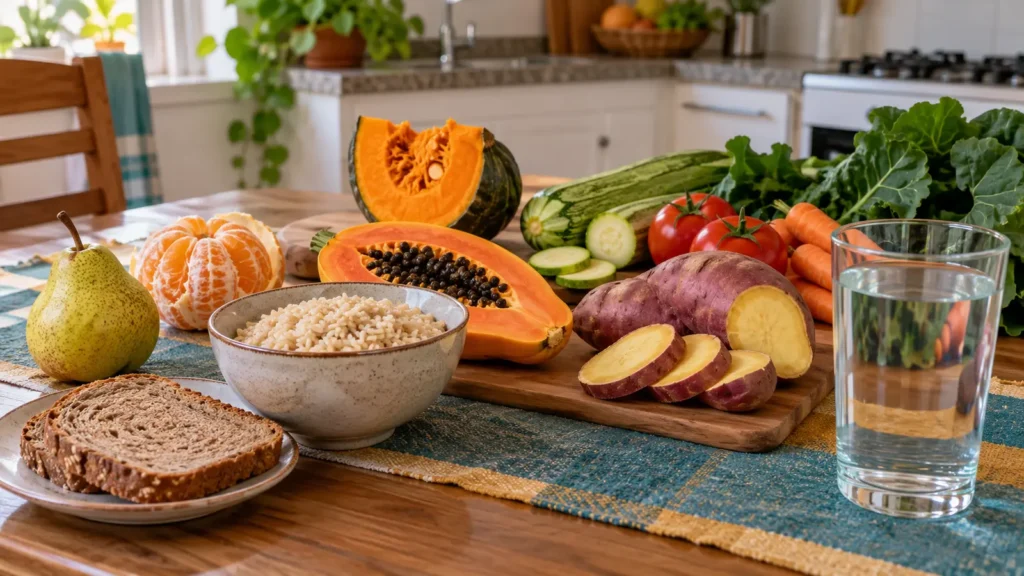 Arroz integral, frutas, legumes, folhas e água presentes na rotina alimentar de Ronaldo